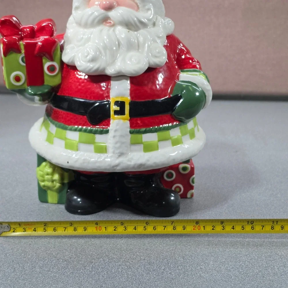Fitz and Floyd Holiday Cheer Santa Cookie Jar Red Green Excellent Handcrafted